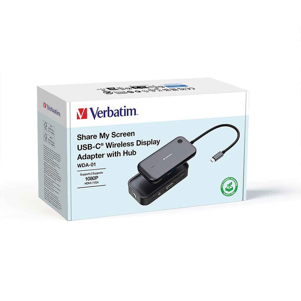 32146 VERBATIM                                                     | Share My Screem Adaptador pantalla inalámbrico. USB-C™ 1080p WDA-0- para HDMI o VGA.                                                                                                                                                                      