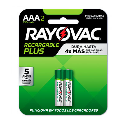 E303550100 RAYOVAC                                                      | PILA RECARGABLE RAYOVAC AAA BLISTER X 2 750 MHA                                                                                                                                                                                                           