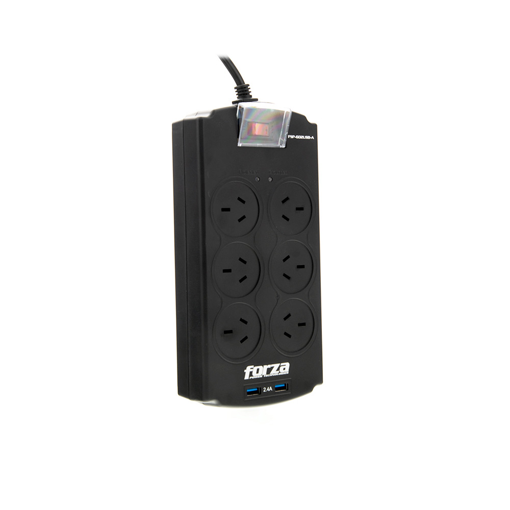 FSP-602USB-A FORZA                                                        | PROTECTOR DE VOLTAJE FORZA FSP-602USB-A 1250J/2200W 6 IRAM PUERTOS USB-220V                                                                                                                                                                               