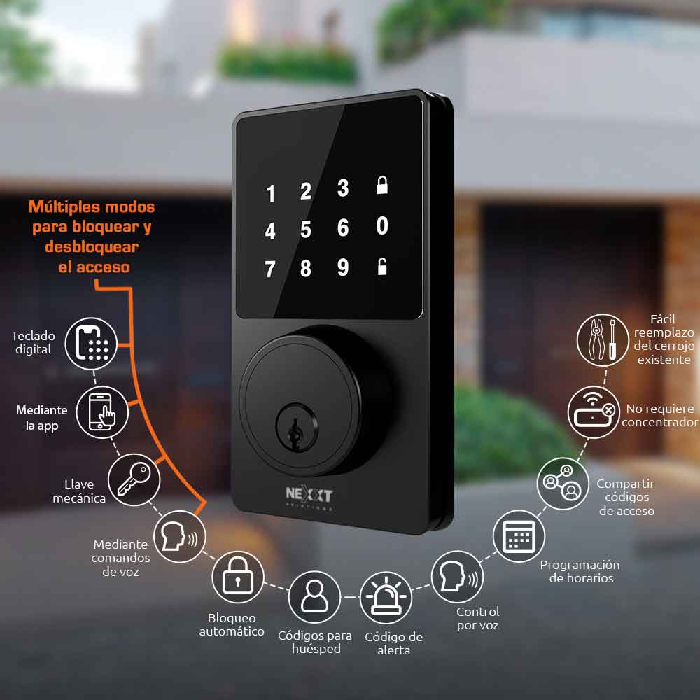 NHS-D100-B NEXXT                                                        | CERRADURA NEXXT SMARTLOCK NHS-D100 WIFI BLACK                                                                                                                                                                                                             