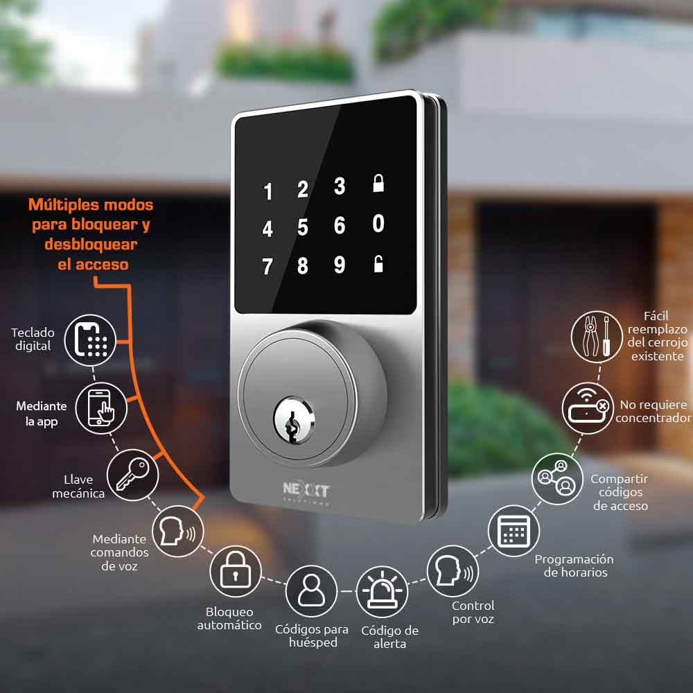 NHS-D100-SS NEXXT                                                        | CERRADURA NEXXT SMARTLOCK NHS-D100 WIFI ACERO                                                                                                                                                                                                             