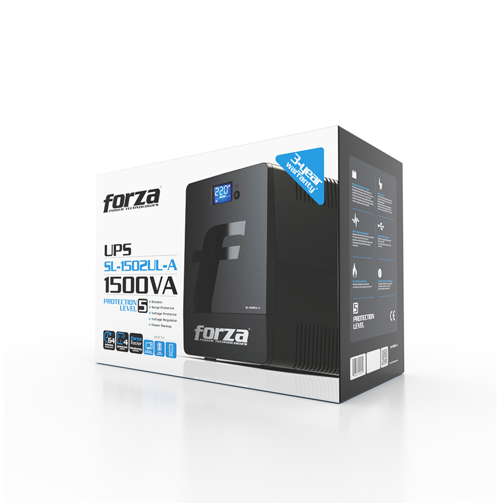 SL-1502UL-A FORZA                                                        | UPS INTERACTIVA FORZA SL-1502UL-A 1500VA/900W 4 IRAM LCD TACTIL TORRE-UL-220V                                                                                                                                                                             